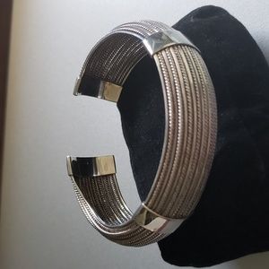 Sterling Bracelet,  wide flexible cuff.